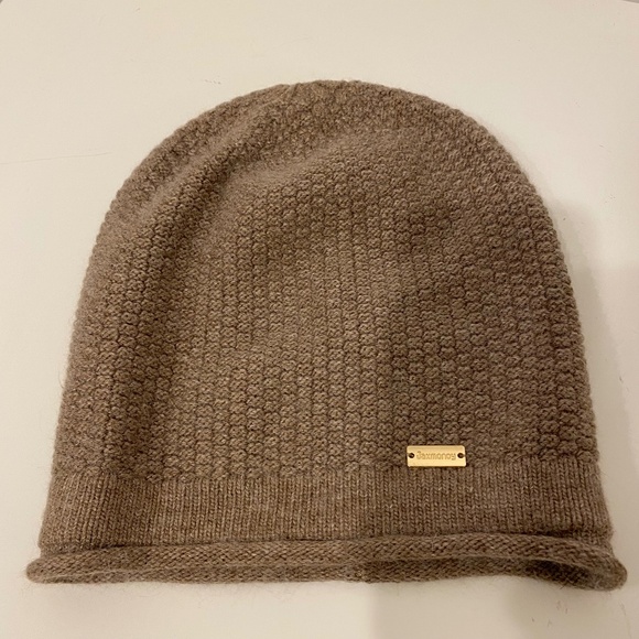 Jaxmonoy Cashmere Slouchy Tan Knit Beanie One Size - Picture 1 of 3